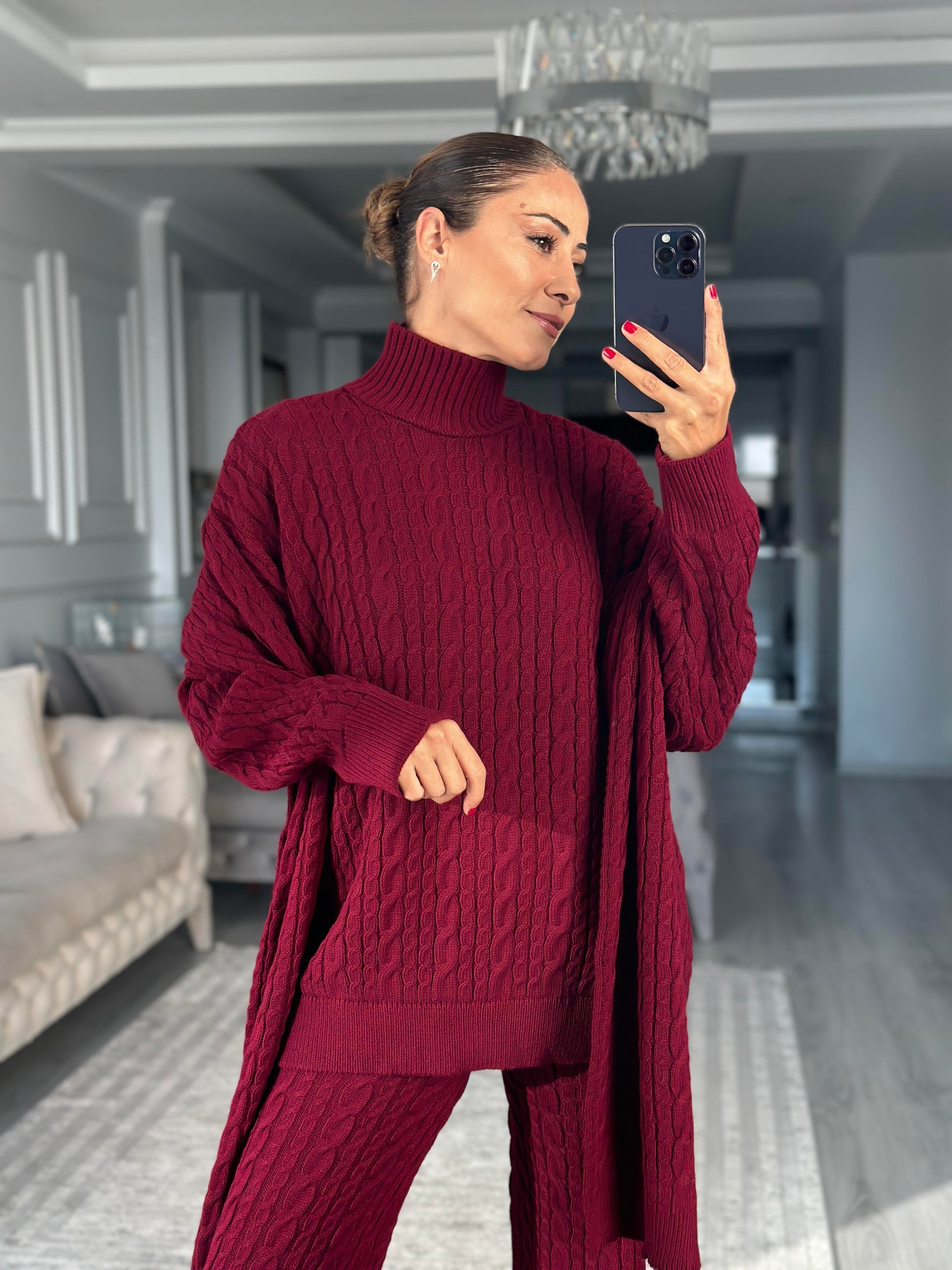 Ensemble Cache-cou & Tricot & Pantalon – Élégance Intemporelle